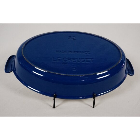 Le Creuset 32 Cast Iron Casserole Cobalt Blue Enamel Oval Pan Handles France - Picture 5 of 9